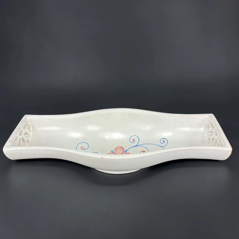 Fradelfio Italian Ceramic Floral Centerpiece Bowl Hand Painted Pierced 14 inch